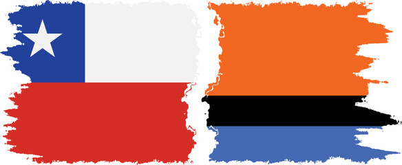 Chagos and Chile grunge flags connection vector