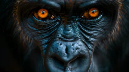 Türaufkleber close up wildlife photography, authentic photo of a gorilla in natural habitat, taken with telephoto lenses, for relaxing animal wallpaper and more © elementalicious