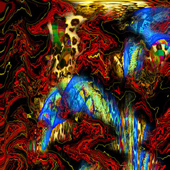 Combination textile collage pattern of wave and lines colored leopard snake tiger textures