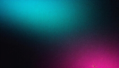 Obraz premium Dark grainy gradient background blue turquoise pink black glowing light noise texture banner backdrop poster copy space