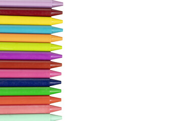 stack of colorful crayons with isolated png
