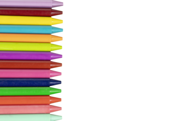 stack of colorful crayons with isolated png