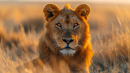 close up wildlife photography, authentic photo of a lion in natural habitat, taken with telephoto lenses, for relaxing animal wallpaper and more