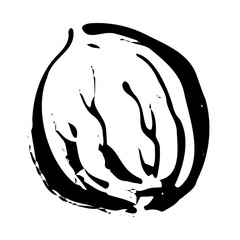 ナツメグの和風ベクターイラスト（白黒）。