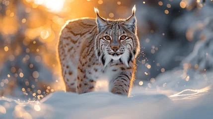 Fotobehang close up wildlife photography, authentic photo of a lynx in natural habitat, taken with telephoto lenses, for relaxing animal wallpaper and more © elementalicious