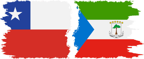 Equatorial Guinea and Chile grunge flags connection vector