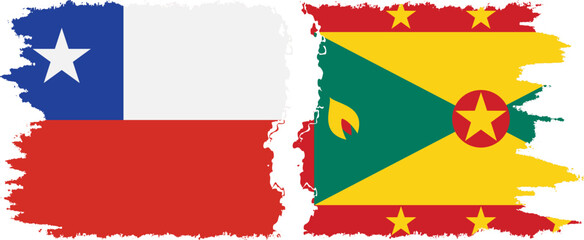 Grenada and Chile grunge flags connection vector