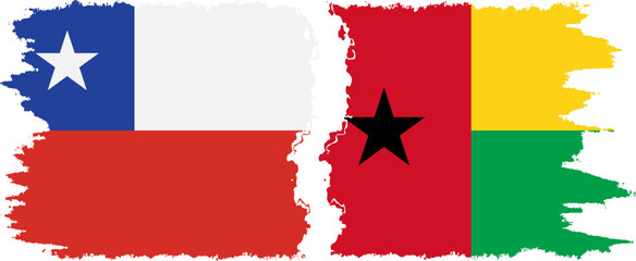 Guinea Bissau and Chile grunge flags connection vector