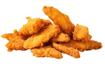 Close up view of Crispy fried Chicken wings strips on transparent Background png