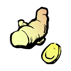 生姜の和風ベクターイラスト（カラー）。