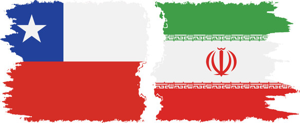 Iran and Chile grunge flags connection vector