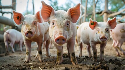 Ecological pigs and piglets at the domestic farm, Pigs at factory