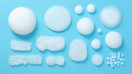 Fototapeta premium Collection foam bubble on blue background on top view object beatuy health care concept design