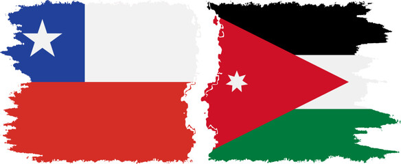 Jordan and Chile grunge flags connection vector