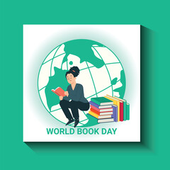 World Book Day Concept. Globe shapes with the book. world book the day 
