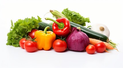 Collection vegetables isolated on white background