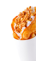 Bubble Waffle with Nuts and Cream