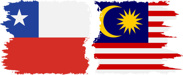 Malaysia and Chile grunge flags connection vector