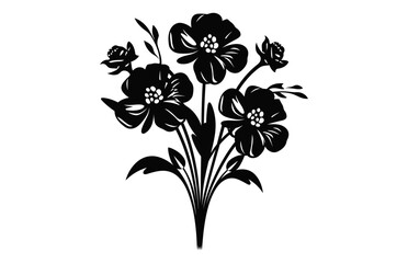Flower Bouquet decorative black silhouette vector