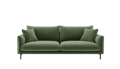 Green colored Modern sofa Furniture set for interior design  png transparent on white background