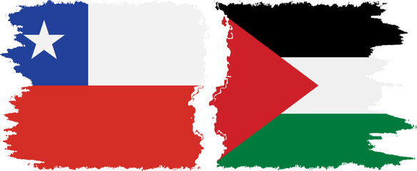Palestine and Chile grunge flags connection vector