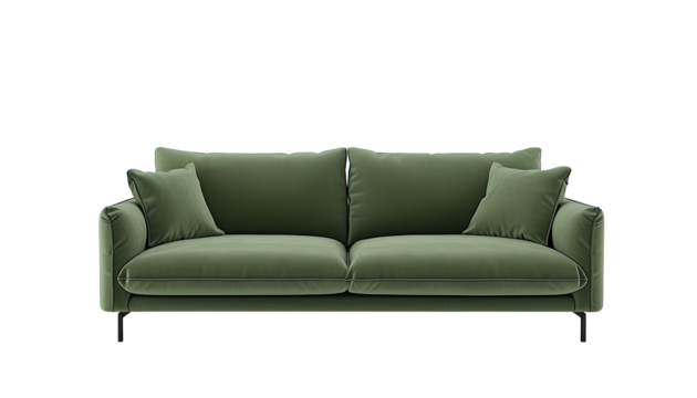 Green colored Modern sofa Furniture set for interior design  png transparent on white background