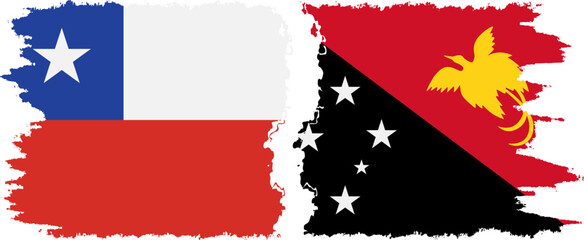 Papua New Guinea and Chile grunge flags connection vector