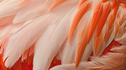 Flamingo with wing feathers, Close up
