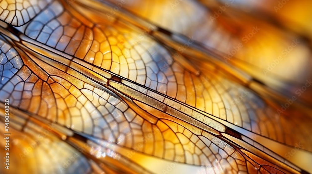 Poster dragonfly wing close up background with zoomed transparent lattice or macro chitin net