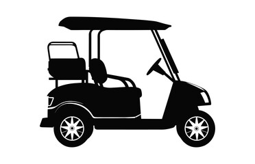 A Club Car black Silhouette, Golf Cart vector isolated on a white background