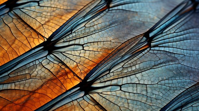 Dragonfly wing close up background with zoomed transparent lattice or macro chitin net