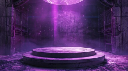 Circle Podium Bold Purple against Northern Light  Idea for Product Placement and Presentation