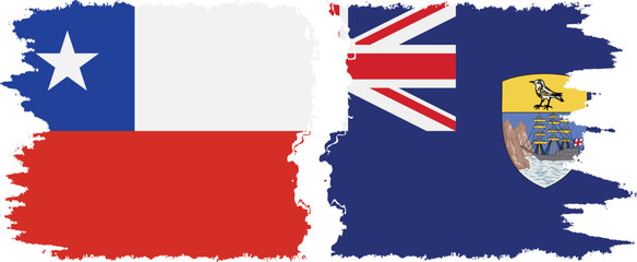 Saint Helena and Chile grunge flags connection vector