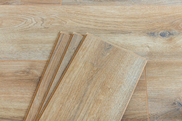 Wooden floor samples of laminate. Timber, laminate flooring.