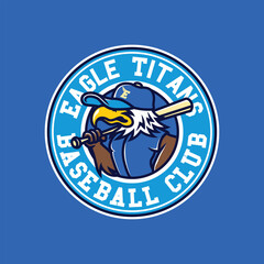 Eagle Mascot Object Baseball Club Sport Set in Vintage Hand Drawn Design