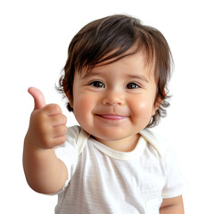 Baby giving thumb up in transparent background