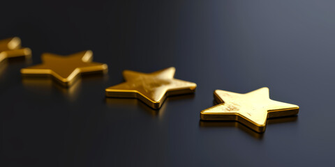 business rating with golden stars, black background
