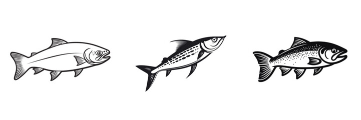 set of fish  vector illustration isolated transparent background logo, cut out or cutout t-shirt print design