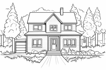 Fototapeta premium printable picture, coloring book with cozy buildings