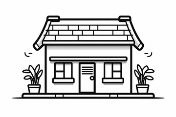 printable picture, coloring book with cozy buildings