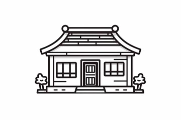 printable picture, coloring book with cozy buildings