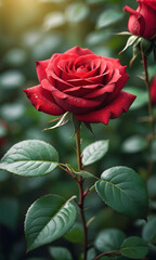 Fototapeta premium red rose in garden