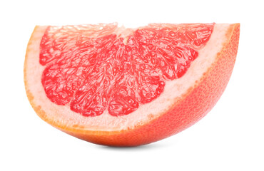 Cut ripe grapefruit isolated on white. Citrus fruit