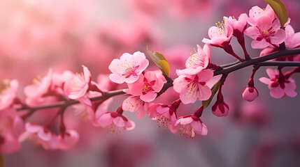 Beautiful pink spring cherry blossoms