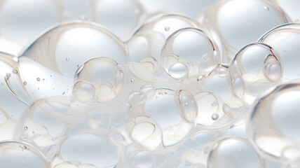 bubbles in the water on a white surface with reflection.