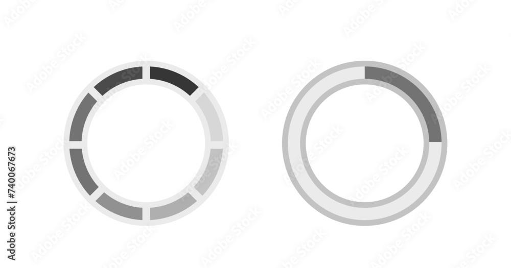 Poster circle icon symbolizing loading progress, vector isolated templates for web interface, indicating di