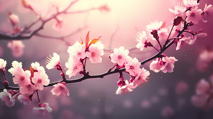 Beautiful pink spring cherry blossoms