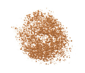 Dry aromatic cinnamon powder isolated on white, top view