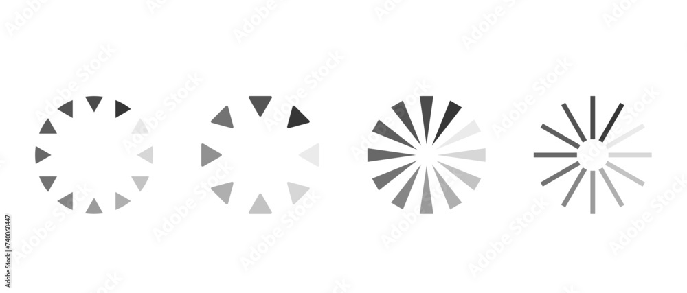 Poster circle icons symbolizing digital processes. circular vector signs for web interfaces. information lo