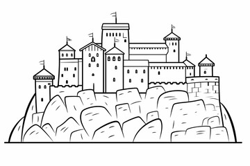 Fototapeta premium printable picture, coloring book with cozy buildings